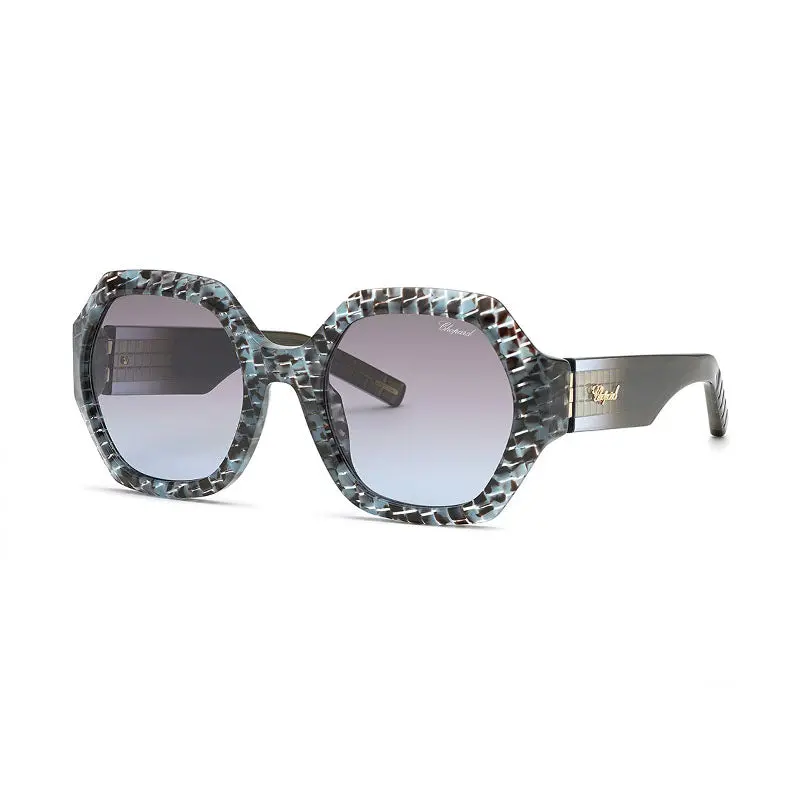 Chopard Sunglasses Round Full Rim, Scales Azure Havana Frame And Brown Gradient Blue Lens Sch362m0t66 1