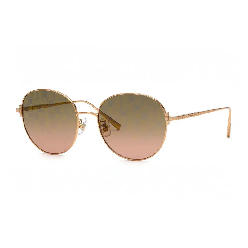 Chopard Sunglasses Round Full Rim, Shiny Gold Copper Frame And Brown Rose Lens Schl03m8fcl 1