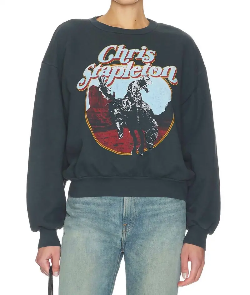 Chris Stapleton Oversized Crew Sweatshirt In Black 1
