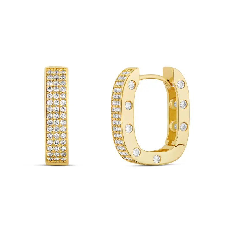 Chunky Pavé Horseshoe Hoop Earrings — 14K Gold Filled, Rhodium Plated, Cubic Zirconia Detailing, Day To Night 1