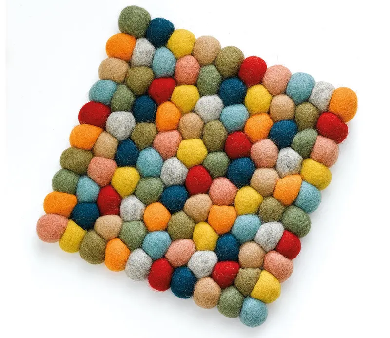 Cilio Fair Trade Virgin Sheep Wool Trivet, Handcrafted In Nepal, 8-Inch Square 1
