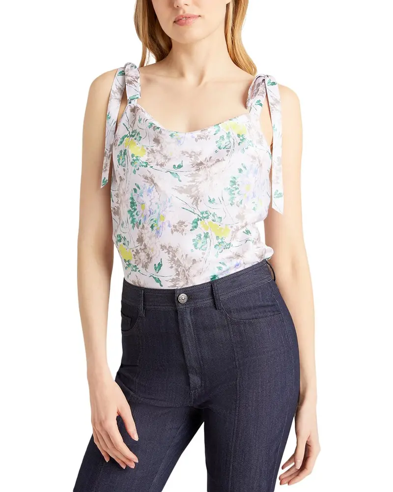 Cinq À Sept Light Washed Floral Tied Marta Cami 1