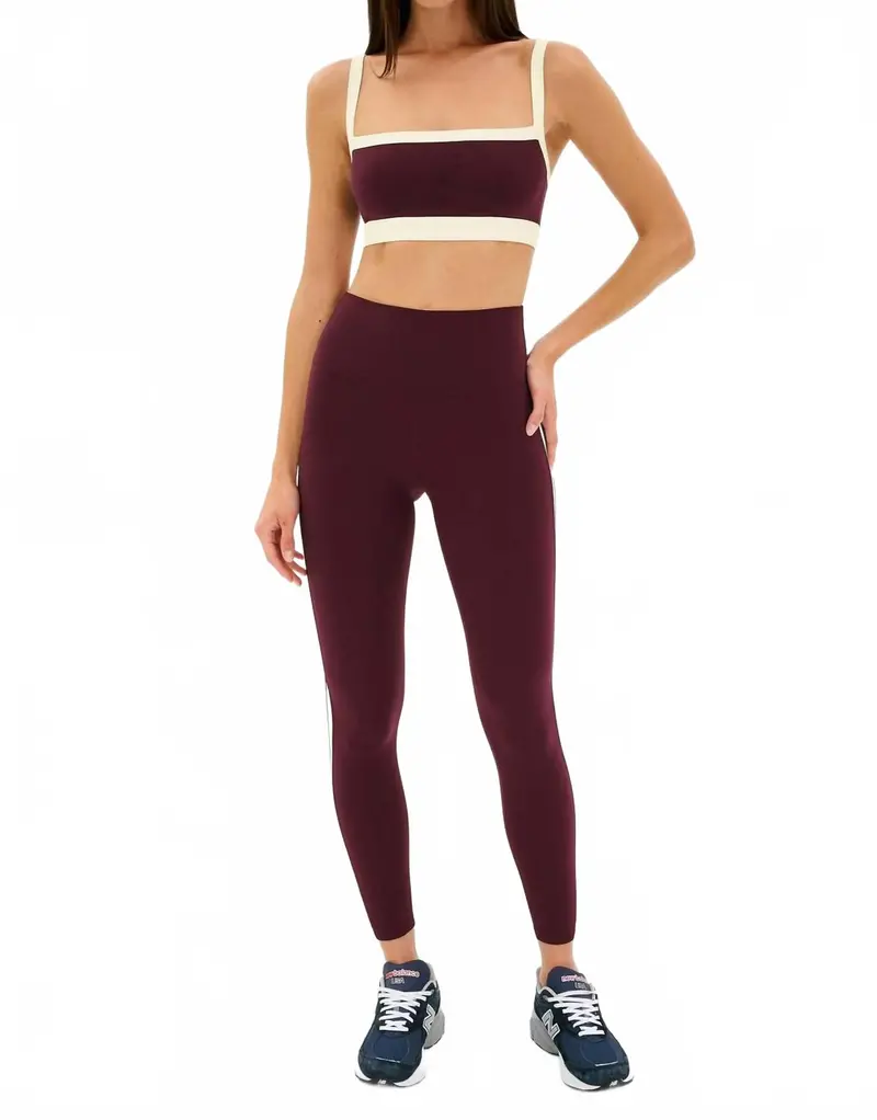 Clare High Waist Rigor 7/8 Leggings In Dark Cherry/Cream 1