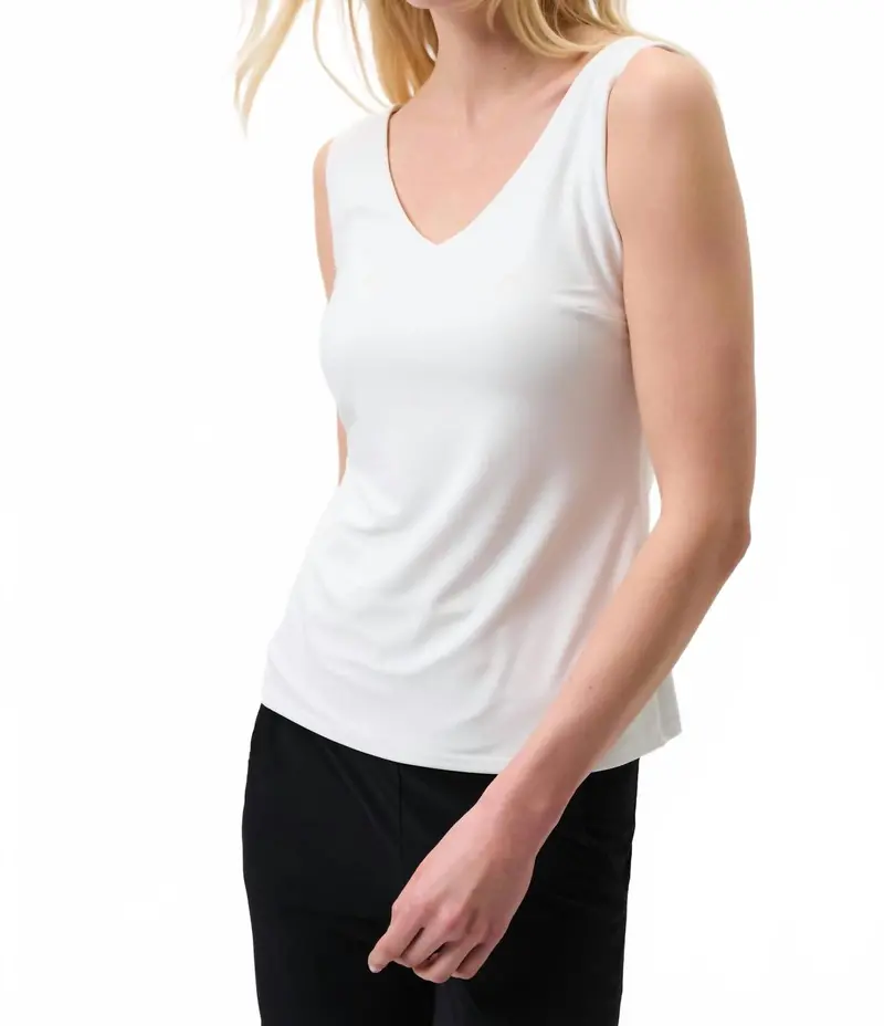 Classic V-Neck Cami In White 1
