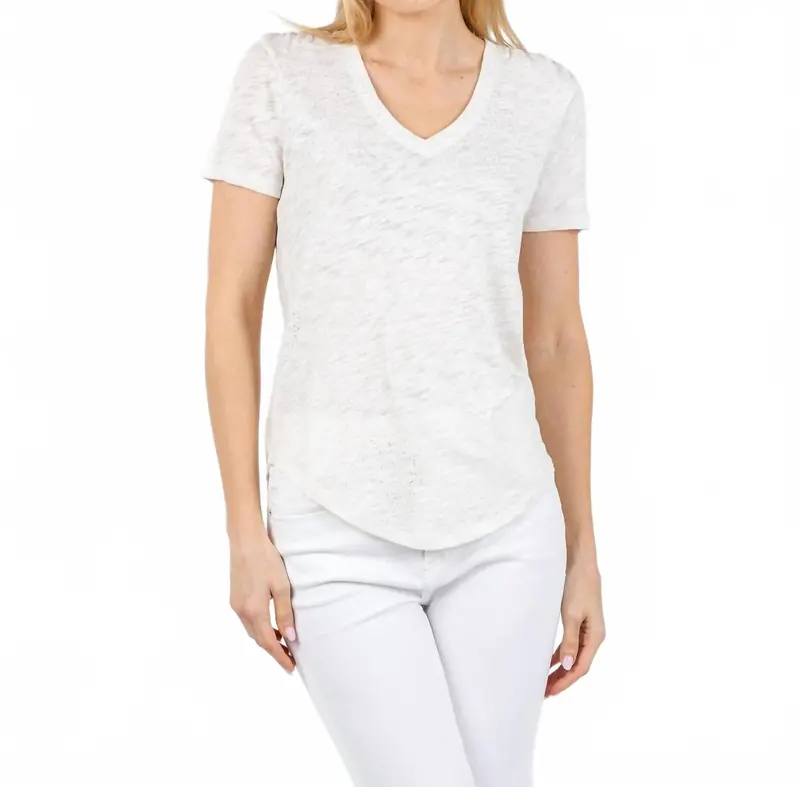 Classic V-Neck Tee In Seashell Silver 1