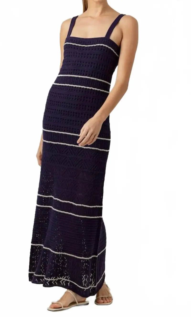 Cleore Maxi Dress In Navy White 1