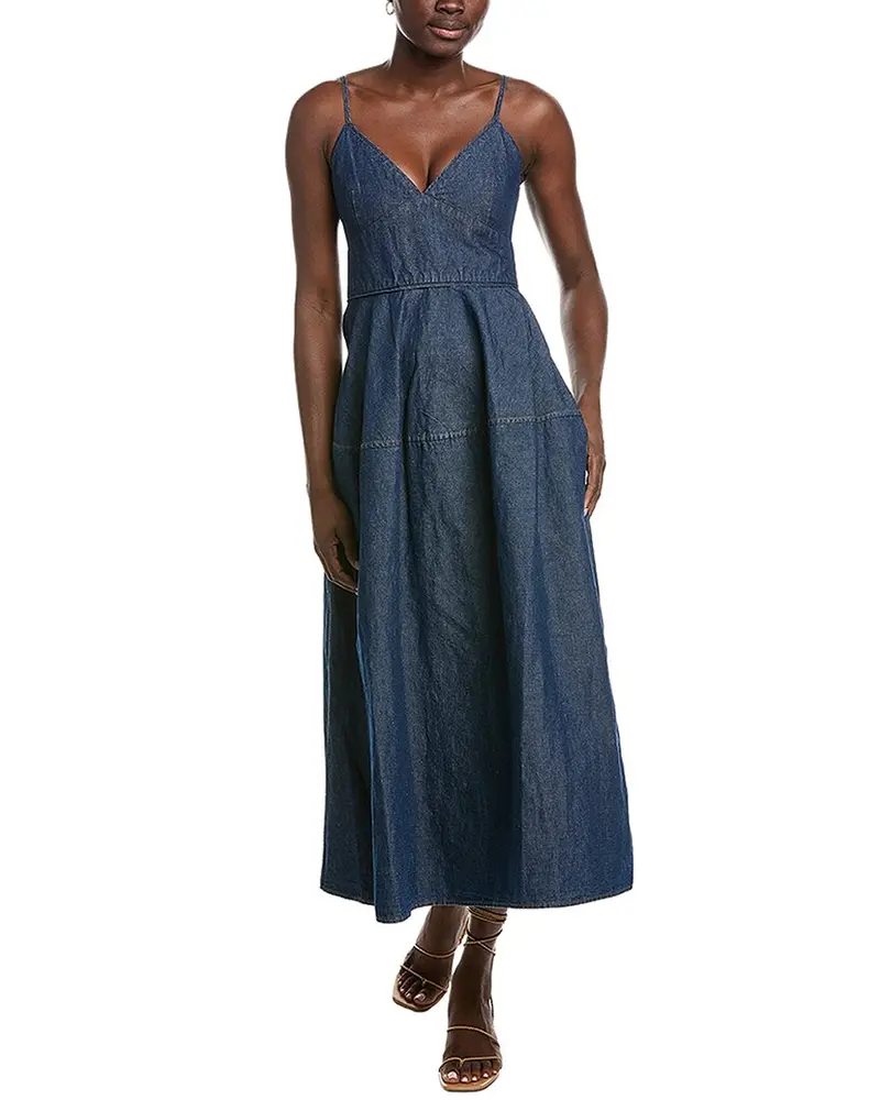 Co Basque Linen-Blend Midi Dress 1