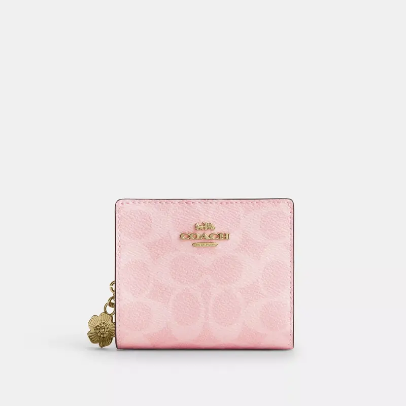 Coach Outlet Snap Wallet In Signature Canvas With Charm 1