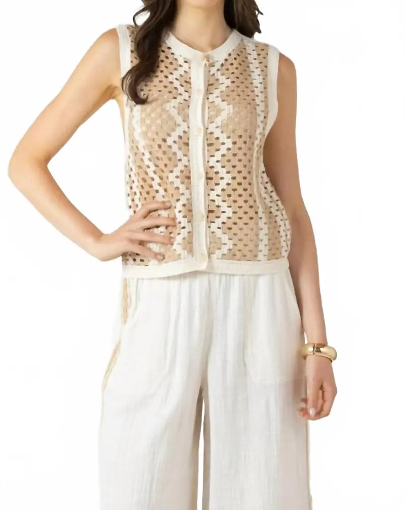 Coastal Escape Crochet Top In Beige 1