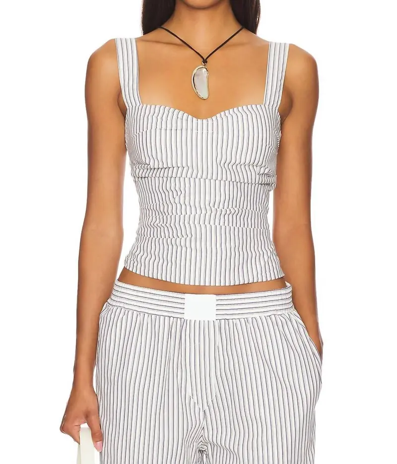Cobain Corset Top In Cream Stripe 1