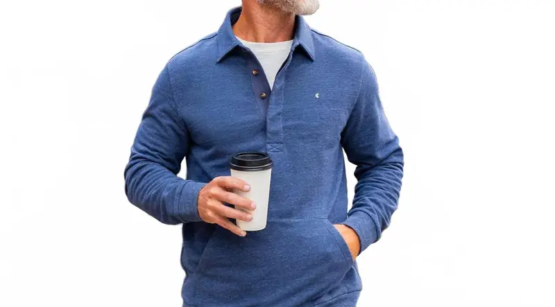 Collared Long Sleeve Sweatshirt In Heather Navy 1