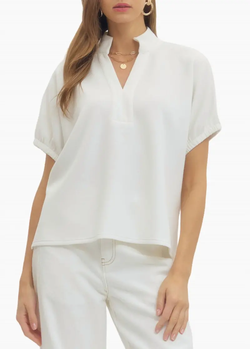 Collins Collared Top In White 1