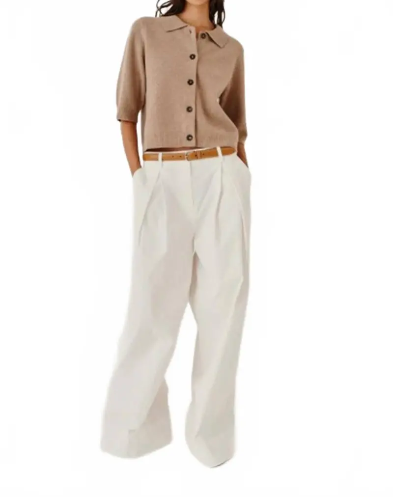 Como Cropped Cardigan In Truffle 1