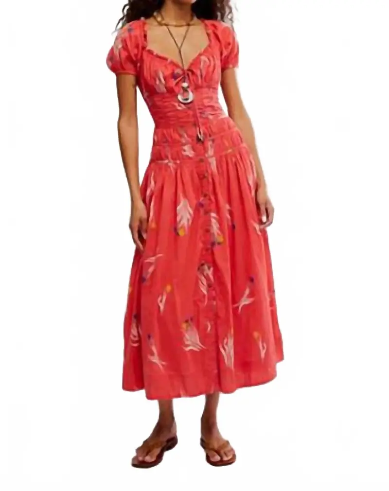 Complete Me Midi Dress In Coral Combo 1