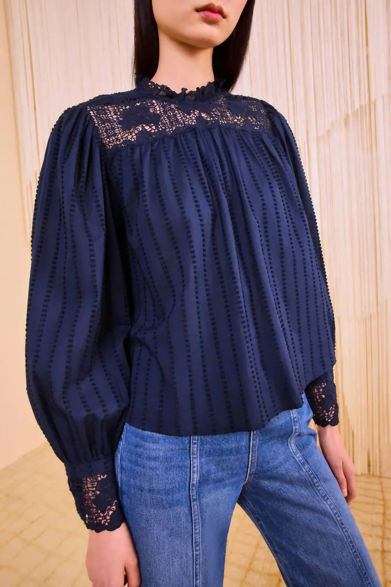 Cornelia Long Sleeve Blouse In Midnight 1