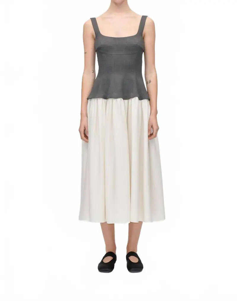 Corset Long Dress In Grey/Cream 1