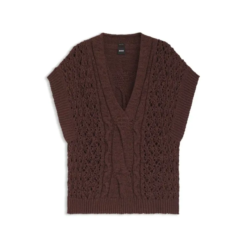 Cotton-Blend Knit Top With Cable Detailing 1