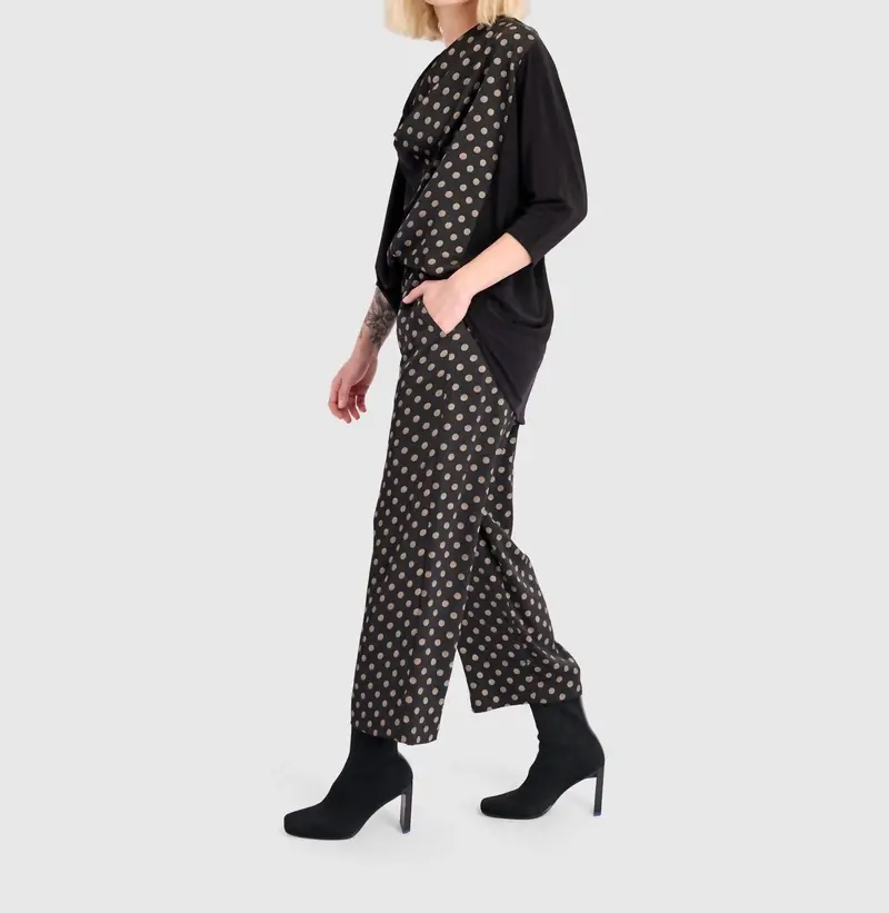 Coupe Draped Top In Black/Bronze Dots 3