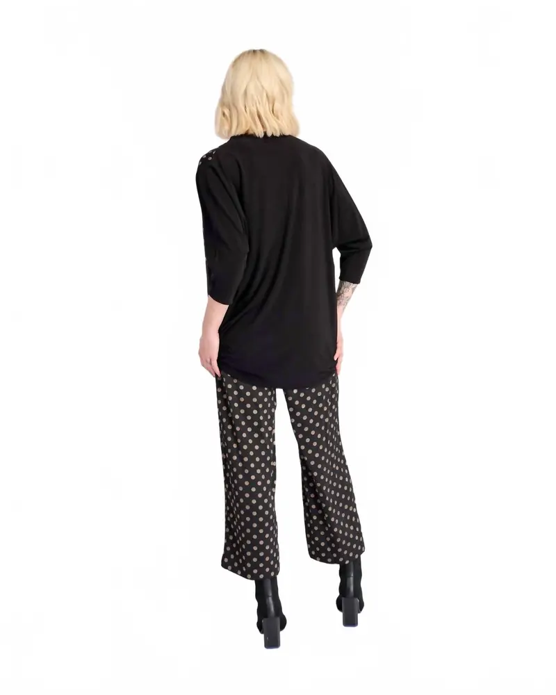 Coupe Draped Top In Black/Bronze Dots 4