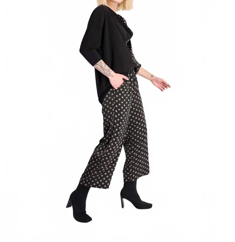 Coupe Draped Top In Black/Bronze Dots 5