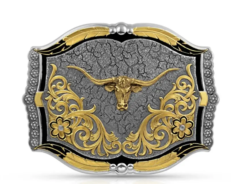 Cracked Earth Longhorn Buckle In Granite Distressed 2