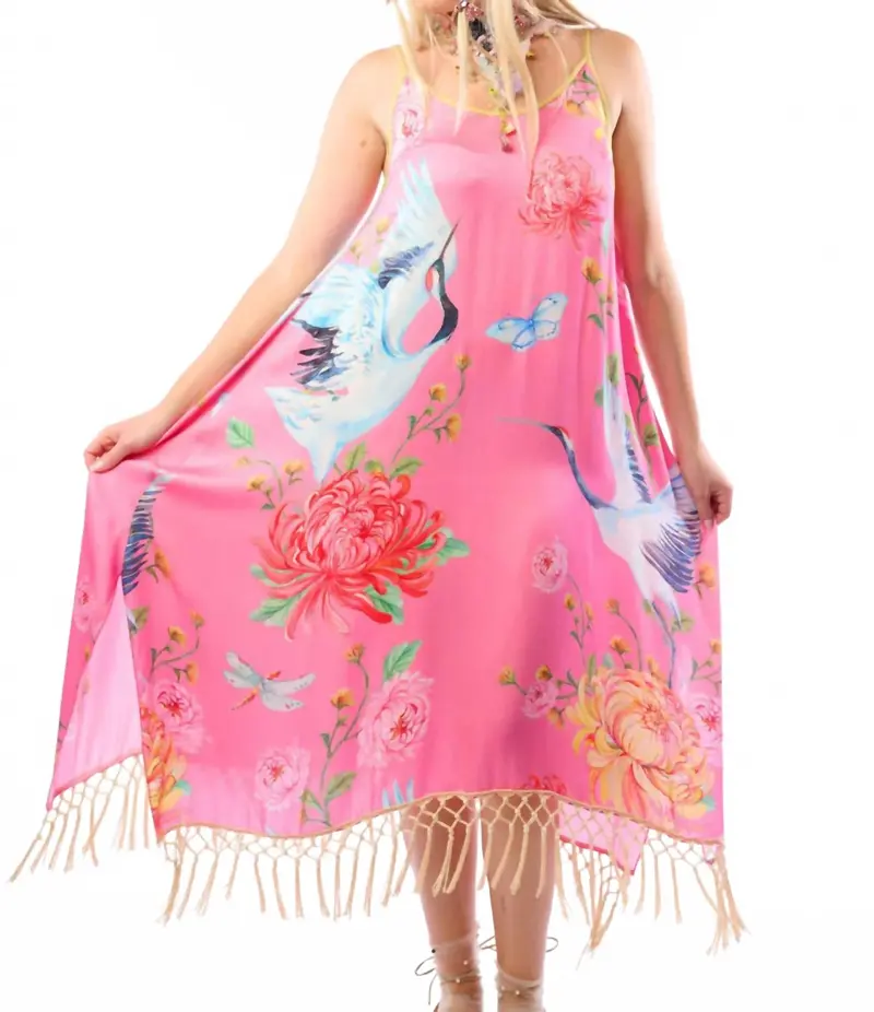 Crane Floral Print Dress In Rose 1