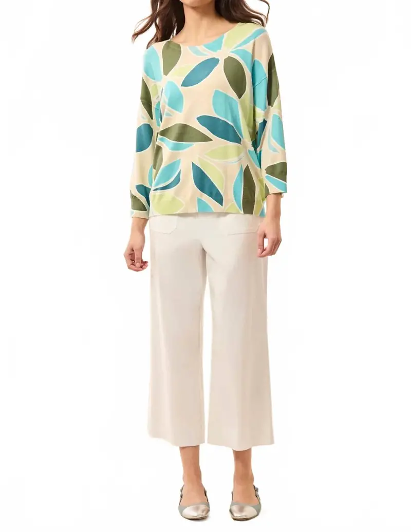 Crew Neck Long Sleeve Sweater In Aqua Sky 1
