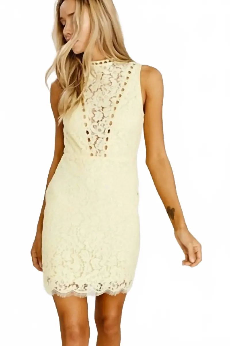 Crochet Lace Dress In Yellow 1