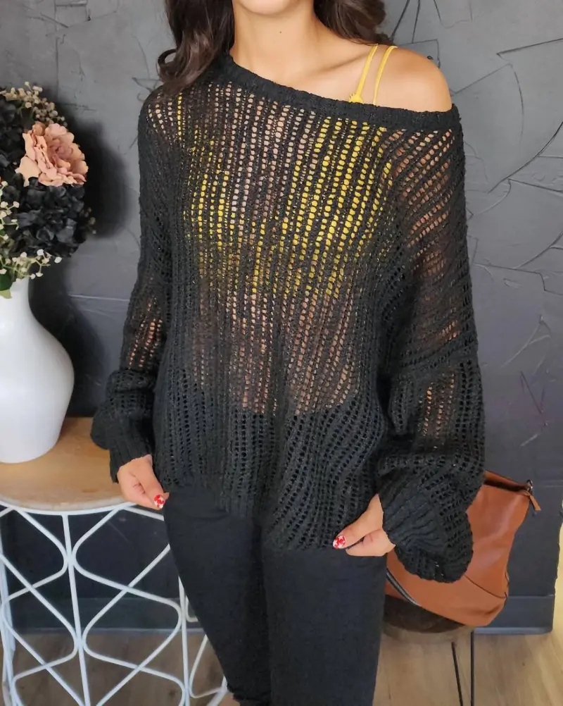 Crochet Sweater In Black 1