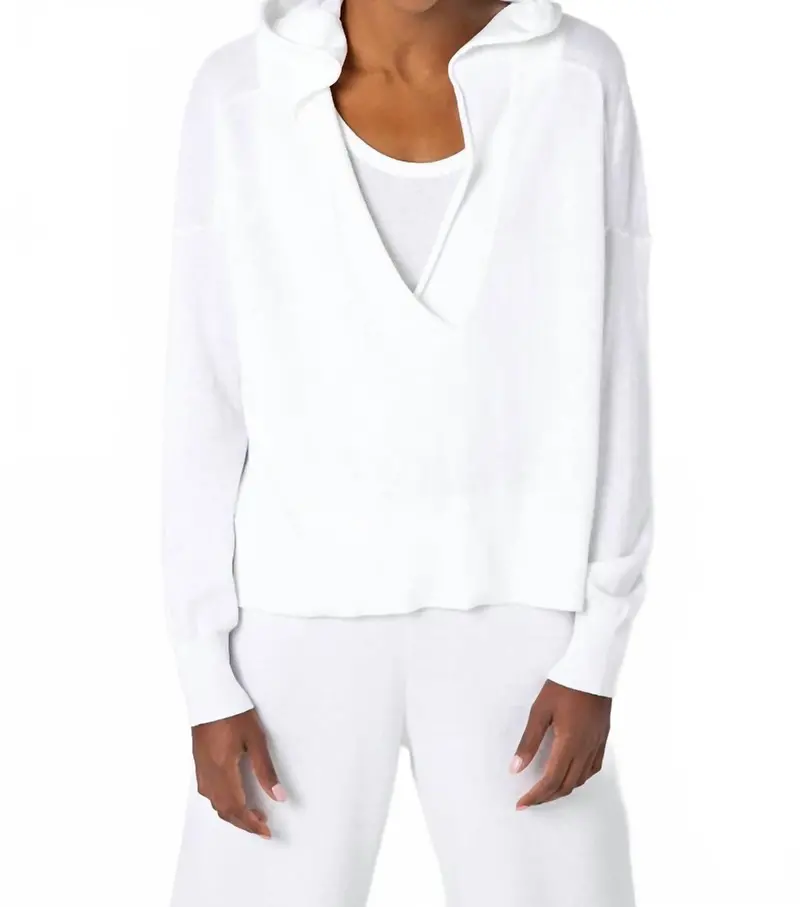 Crop Crossover Hoodie In White 1