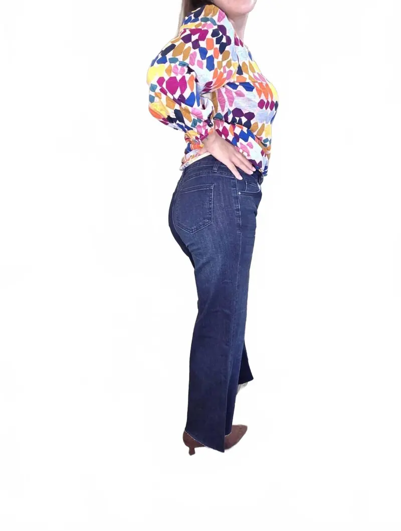 Crop Raw Hem Wide Leg Jeans In Blue 2