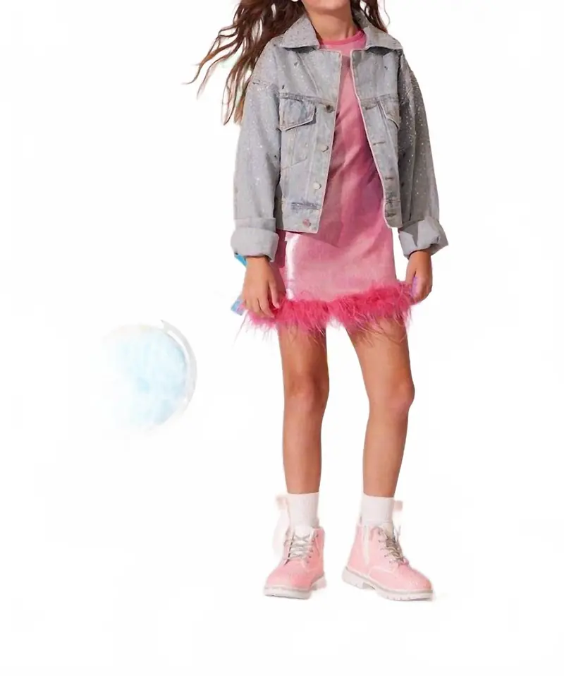 Crystal Bow Jacket In Light Washed Denim 1