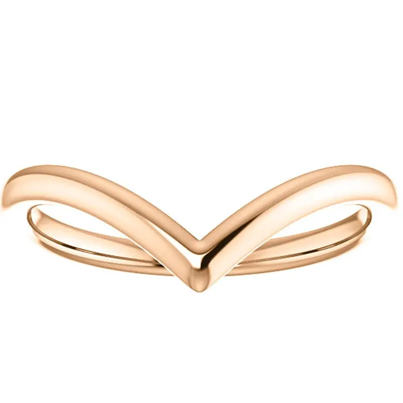 Curved V Shape Solid Contour Guard Wedding Band In 14K White Yellow Or Rose Gold 1