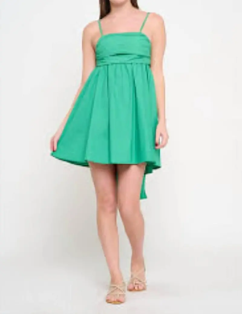 Cycladic Leaf Short Dress In Green 1