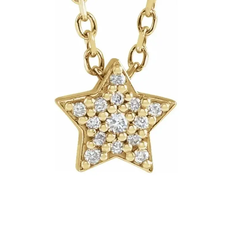 Dainty Diamond Star Pendant In 14K White, Yellow, Or Rose Gold Necklace 1