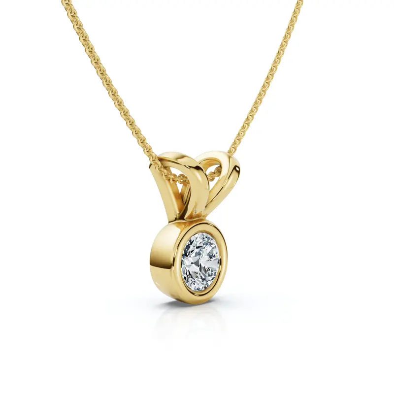 Dainty Stackable Solitaire Bezel Diamond Pendant 14K Gold Lab Grown Ef/Vs 1