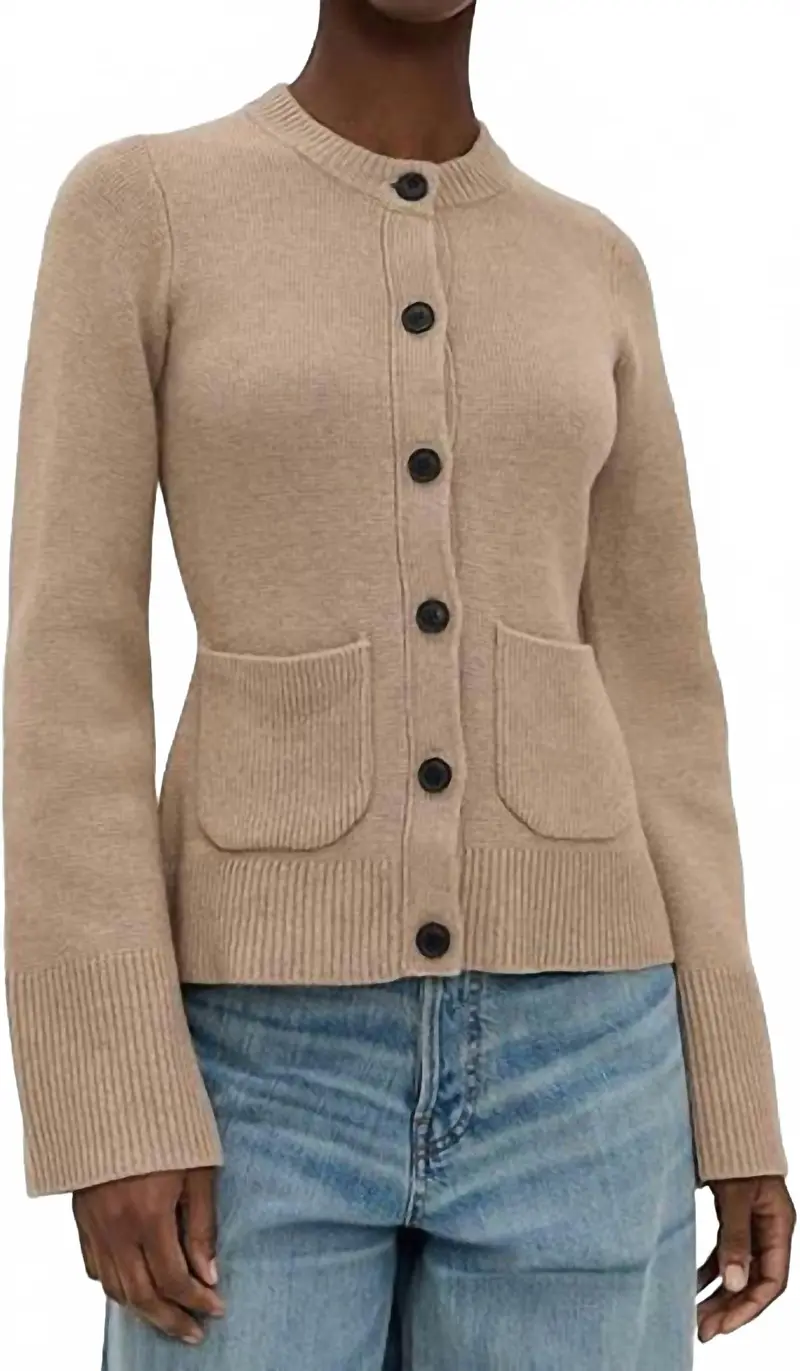 Dani Cinched Waist Cardigan In Toasted Wheat 1