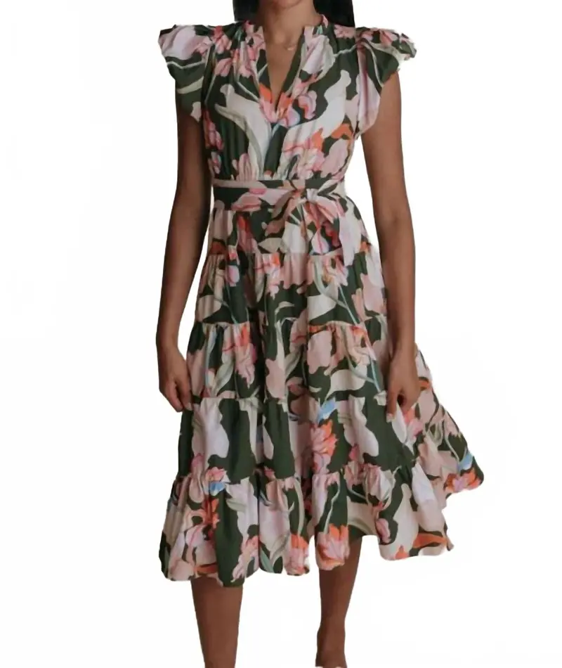 Daphne Midi Dress In Saint Kitt's Floral Print 1