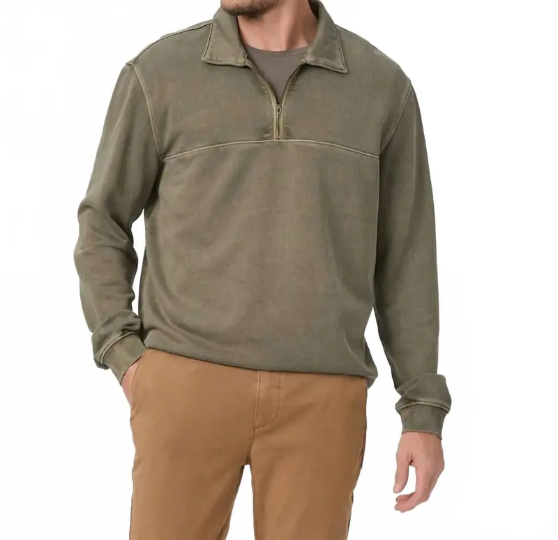 Davion Quarter Zip Pullover In Vintage White Sage 1