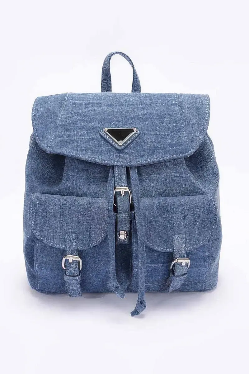 Denim Double Pocket Front Backpack 1
