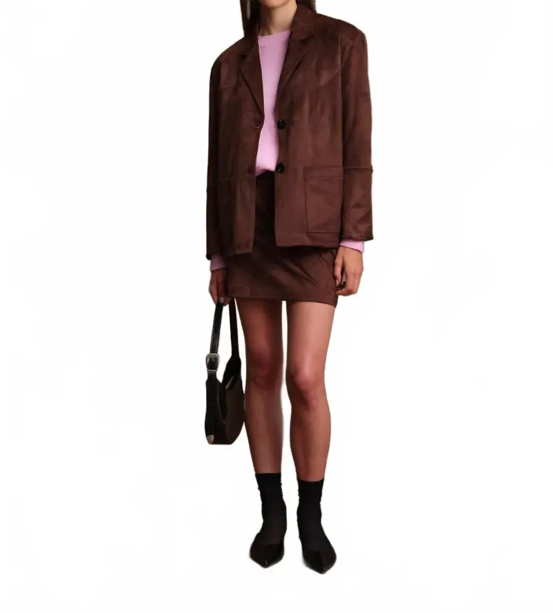 Dereck Faux Suede Blazer In Chocolate 1