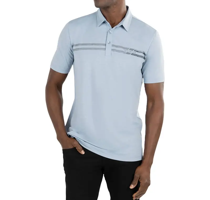 Desert Drive Golf Polo In Faded Denim 1
