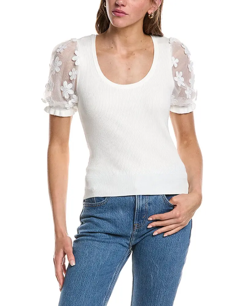 Design History Lace Sleeve Sweater Top 1