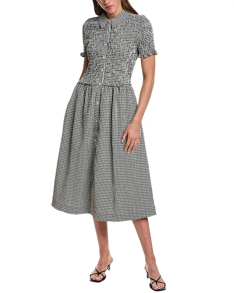 Design History Smocked Gingham Midi Dress 1