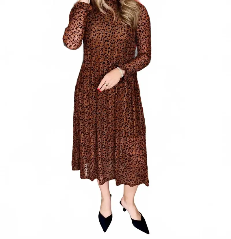 Devore Dress In Brown 1
