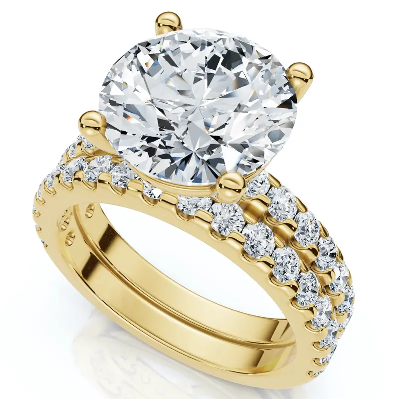 Diamond Engagement & Matching Wedding Rings – 3.5 Ct Total, 14K Gold, Lab-Grown