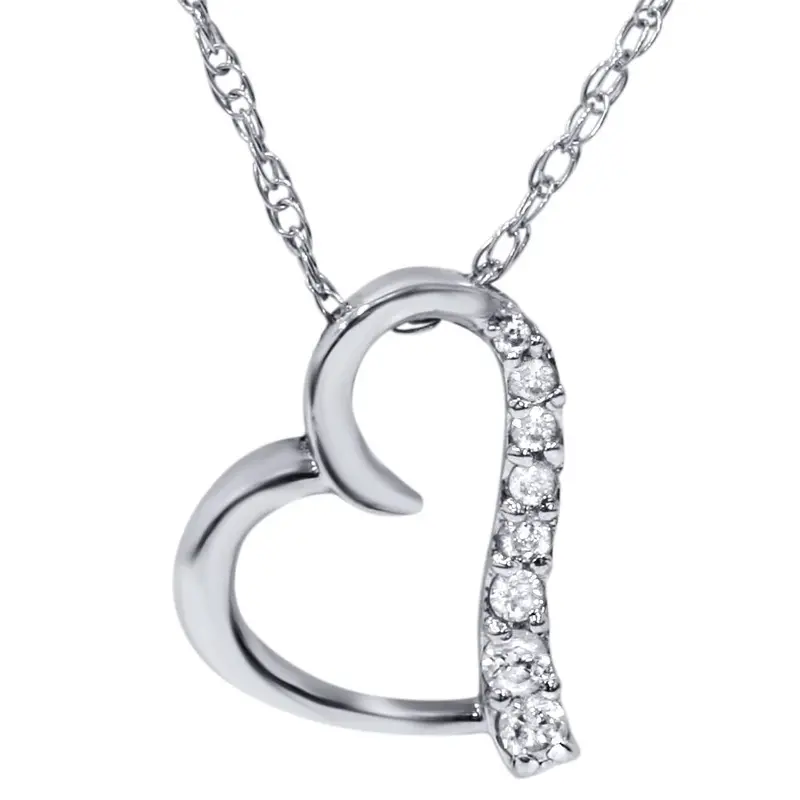 Diamond Heart Shape Pendant 10K White Gold 1