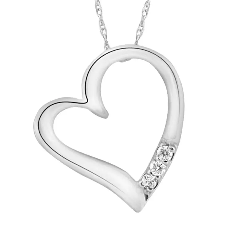 Diamond Pendant Heart Shape Necklace In White, Yellow, Or Rose Gold Lab Grown 1