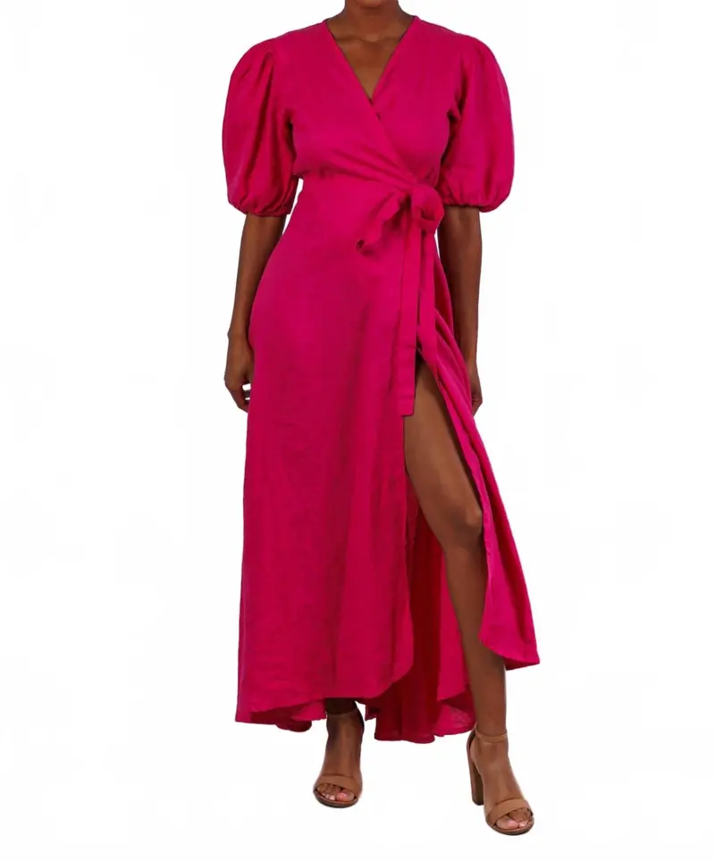 Diana Maxi Dress In Berry Linen 1