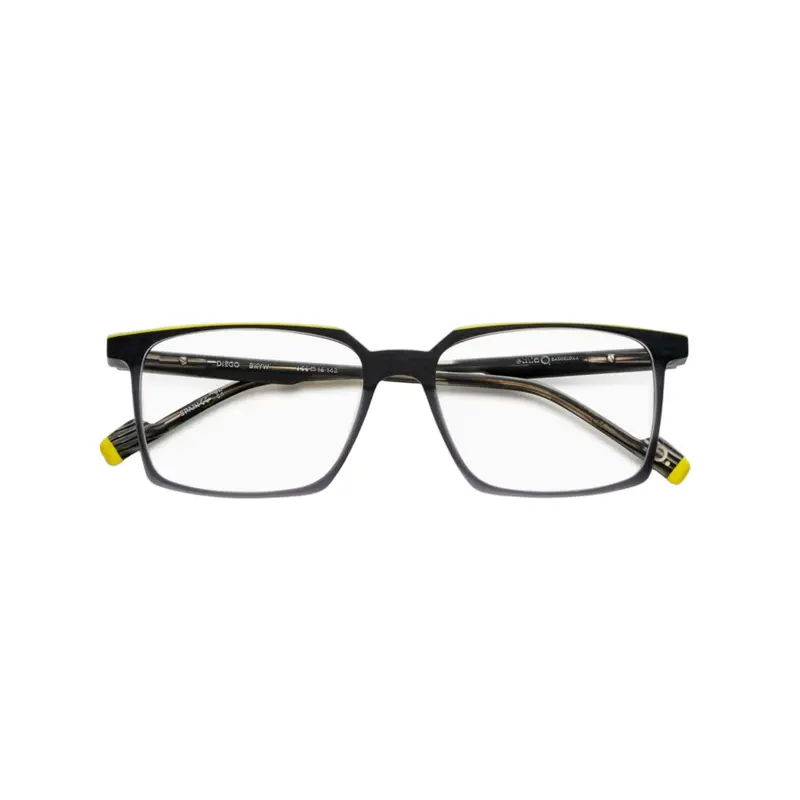 Diego Matte Black Rectangular Eyeglasses With Subtle Yellow Accents 1